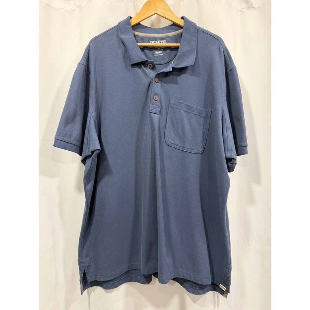 Duluth Trading Co Men’s 2XL Blue Pique Polo Shirt Pocket 601